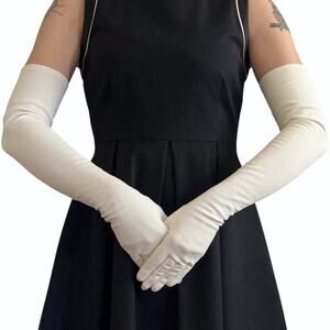 Vintage White Formal Opera Length Wedding Long Evening Gloves 23" Long Size S